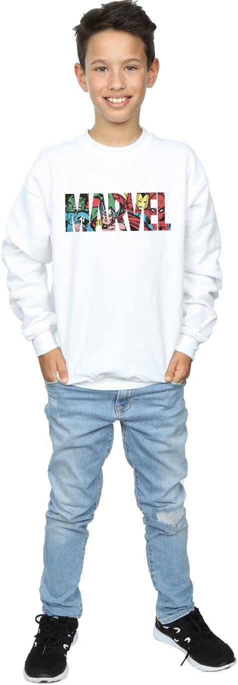 Marvel Comics Boys Logo Character Infill Sweatshirt White 12-13 years
