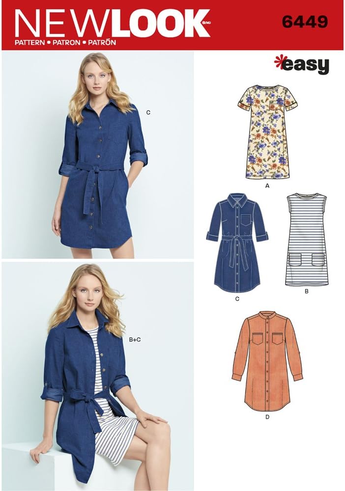 Patterns Misses' Easy Shirt Dress and Knit Dress A (8-10-12-14-16-18-20) 6449