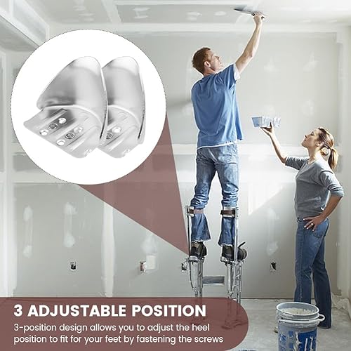 Miniatura 7 de Paquete de 2 kits de repuesto de soporte de talón de zancos para paneles de yeso, kit de repuesto de soporte de talón de zanco, parte ajustable de