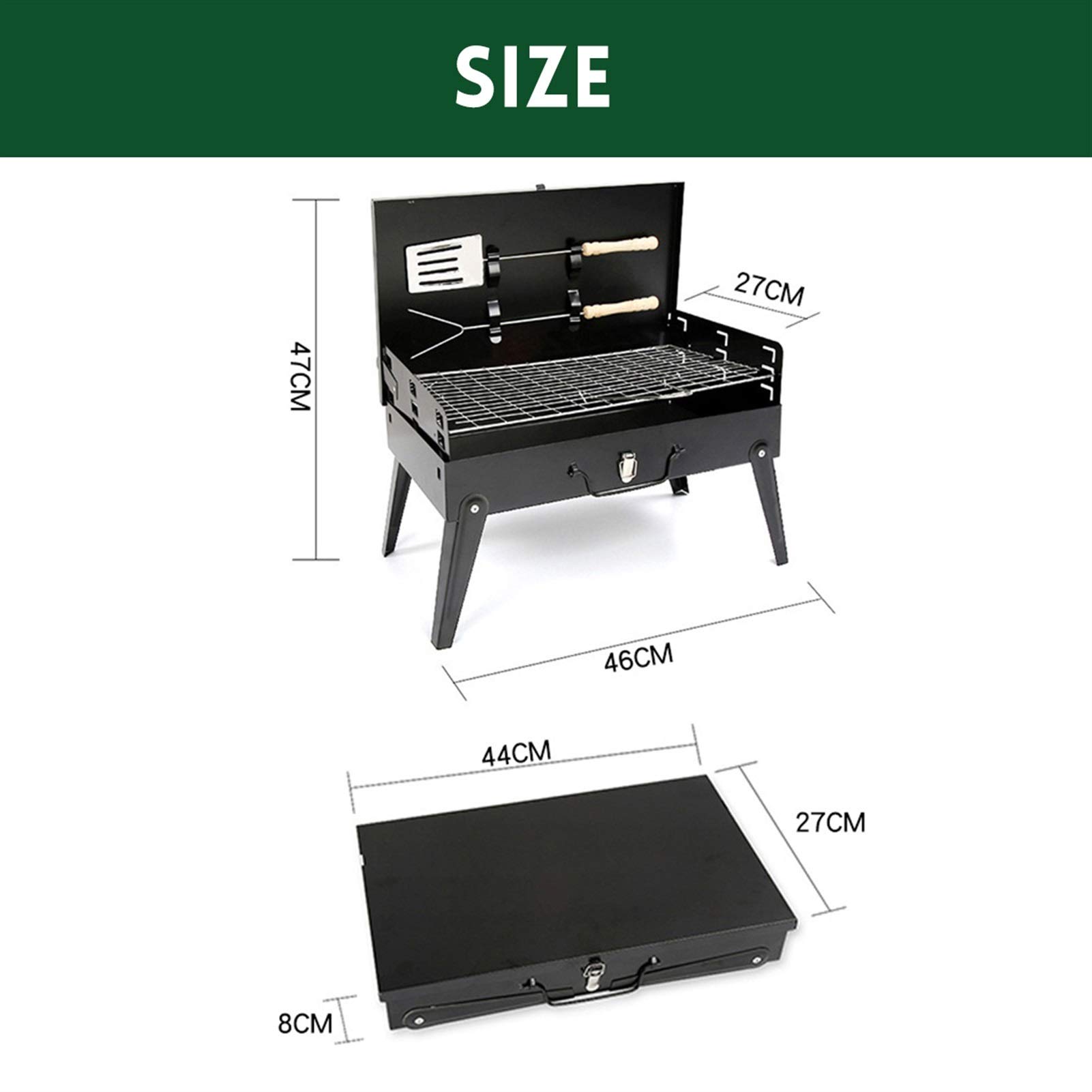 Barbecue Carbonella Barbecue Portatile BBQ Grill Grill Space-Risparmio e Pieghevole BBQ Barbecue Grill per Il Cortile Esterno Camping Picnic 18.1 x 18,5 x 10,6 Pollici Dispintato BBQ Carbonella