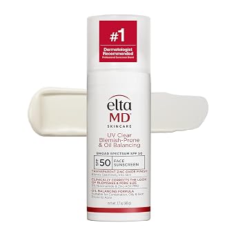 EltaMD UV Clear Face Sunscreen SPF, Oil-Free Sunscreen with Zinc Oxide, Dermatologist Recommended