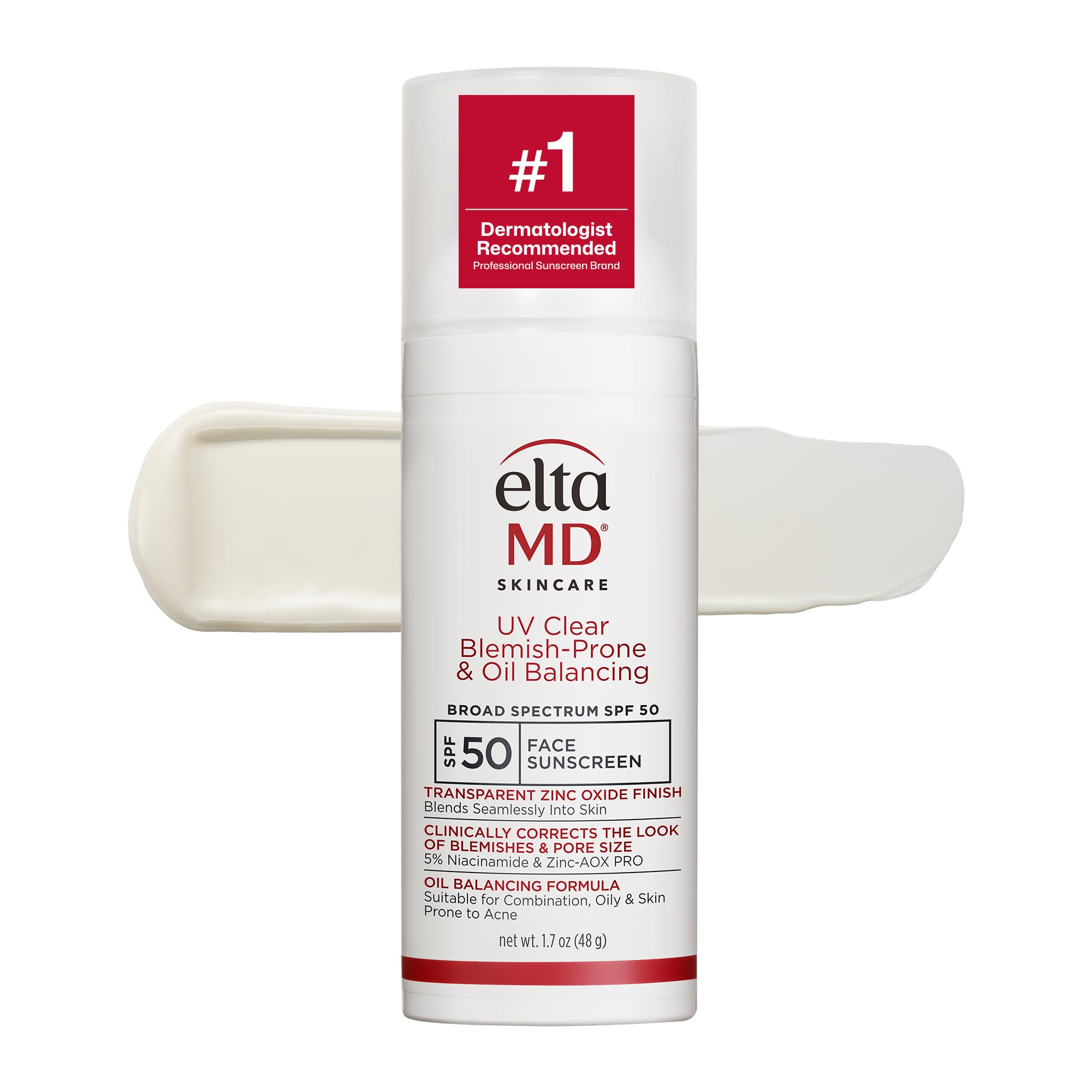 Photo 1 of EltaMD UV Clear Blemish-Prone & Oil Balancing SPF 50, Non-Comedogenic Sunscreen with Zinc Oxide, Dermatologist Recommended