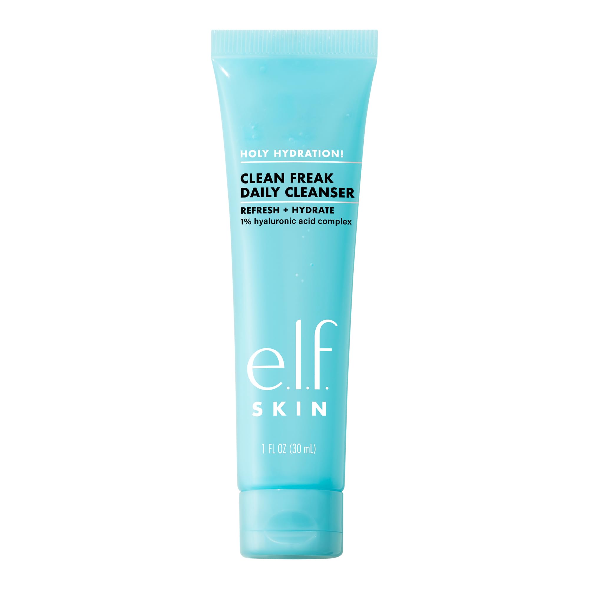 e.l.f.SKIN Holy Hydration! Clean Freak Daily Cleanser Mini, Gentle Hydrating Face Cleanser, Made With Hyaluronic Acid, Vegan & Cruelty-Free, 1 fl oz