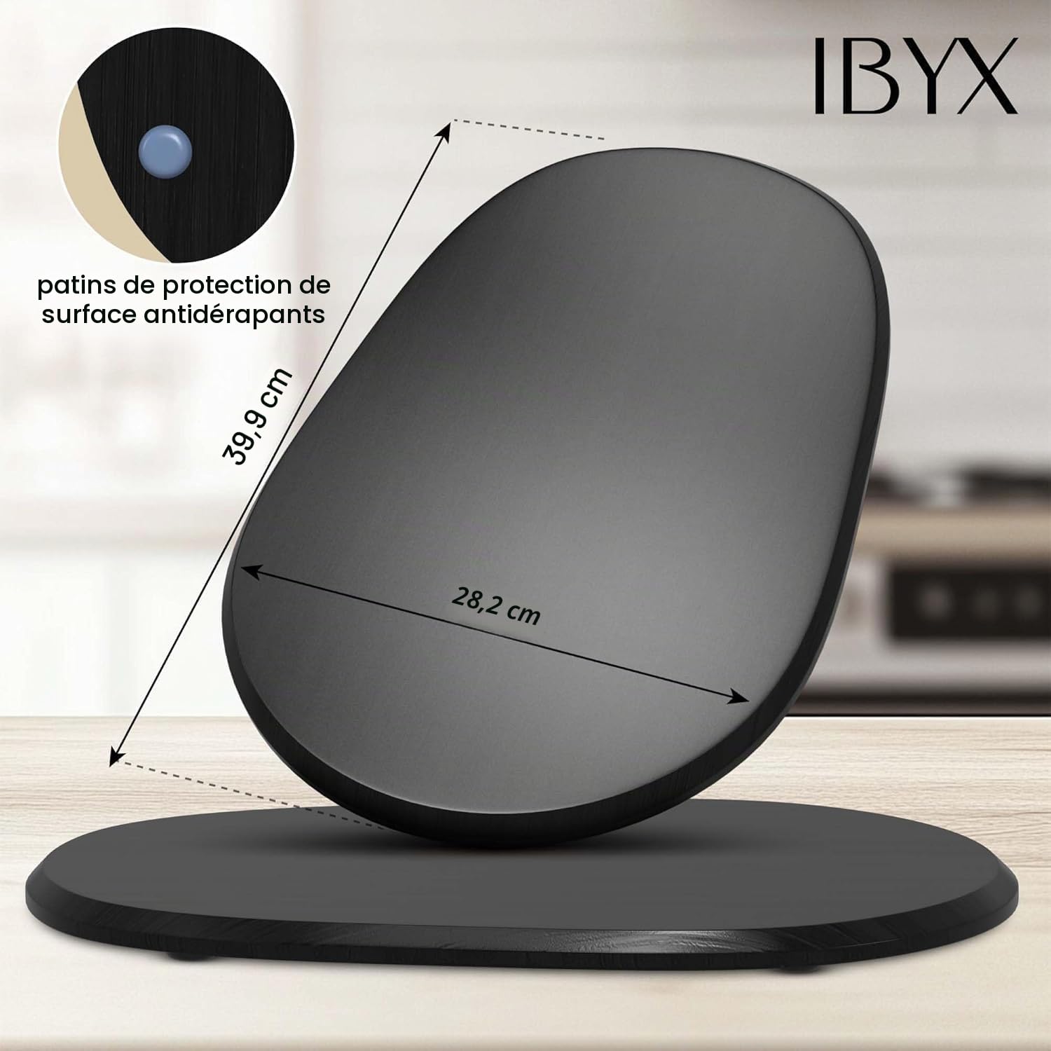 Ibyx Plateau Coulissant en Bambou Compatible avec Robot Pâtissier KitchenAid 4,8 L – Support à roulettes pour Électroménager – Plateau Roulant pour Plan de Travail
