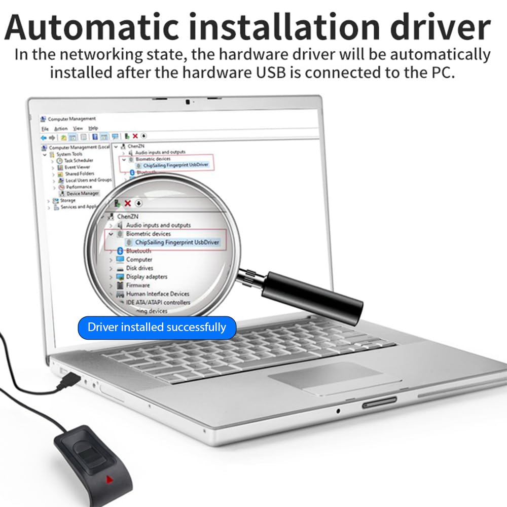Lector de huellas dactilares USB, Escáner biométrico de reconocimiento de huellas dactilares, Operación sin contraseña, conecta y reproduce, Fácil de usar para PC Computadora portátil