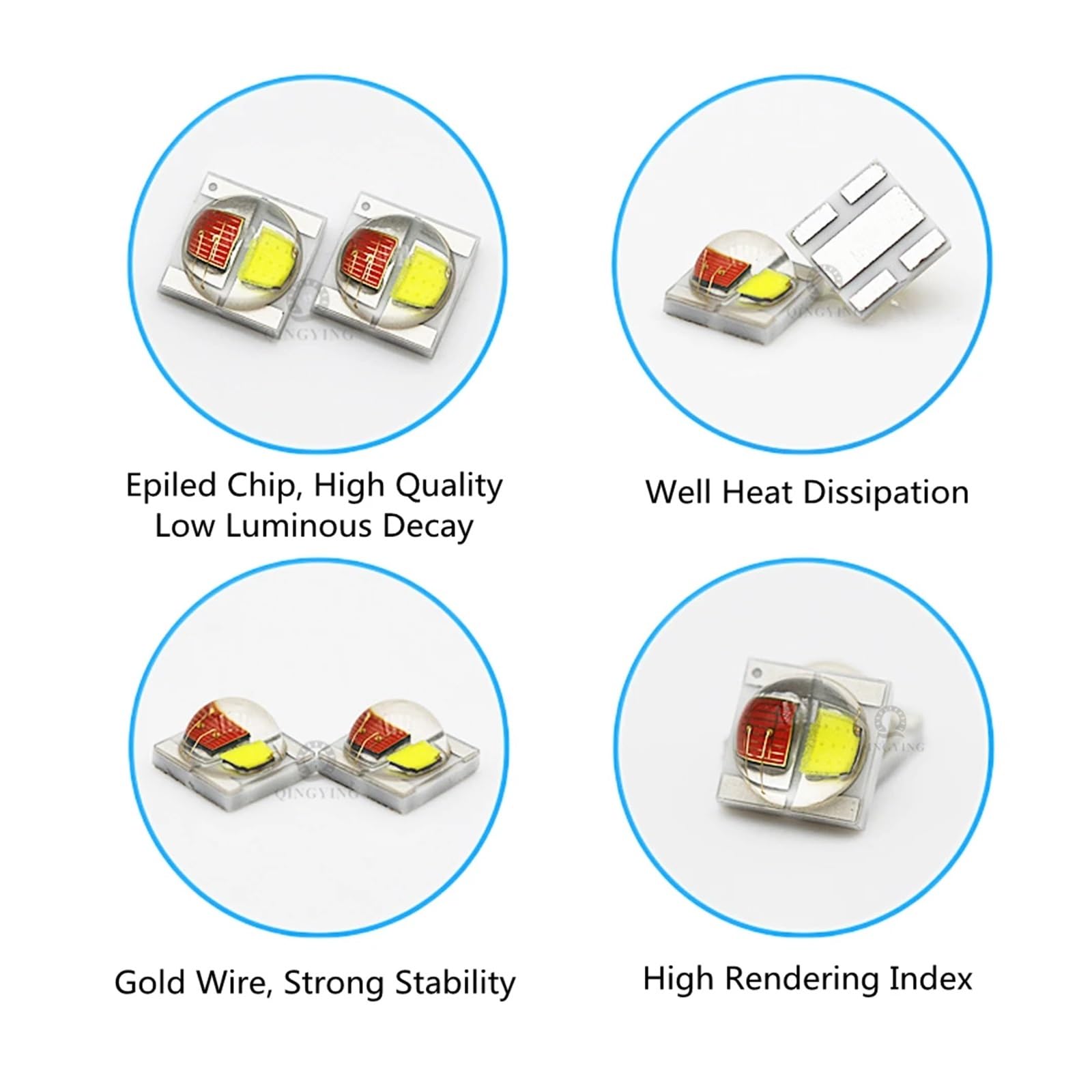 50pcs 3535 Dual Color LED Diodes High Power LED Chip 2W 2x1W White Yellow Red Green Blue UV Warm White for Bicyle Car Light (Red-Yellow)