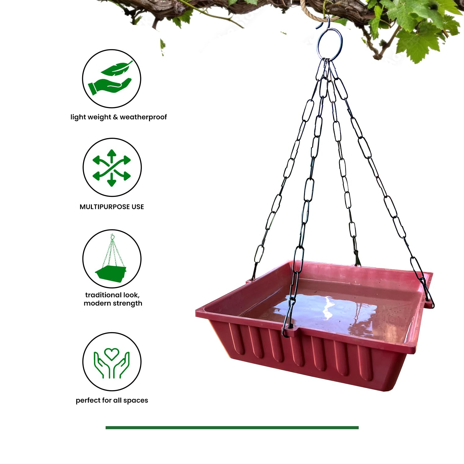 Amijivdaya Plastic Bird Bath Bowl, 9" Square, for Small Birds, Outdoor Decor Pack of 2 2