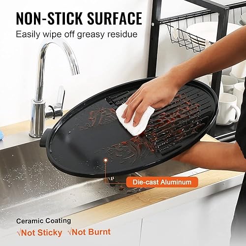 Miniatura 5 de Parrilla eléctrica para interiores y exteriores, parrilla eléctrica de barbacoa de 1800 W, 200 pies cuadrados y superficie de parrilla de 2 zonas,