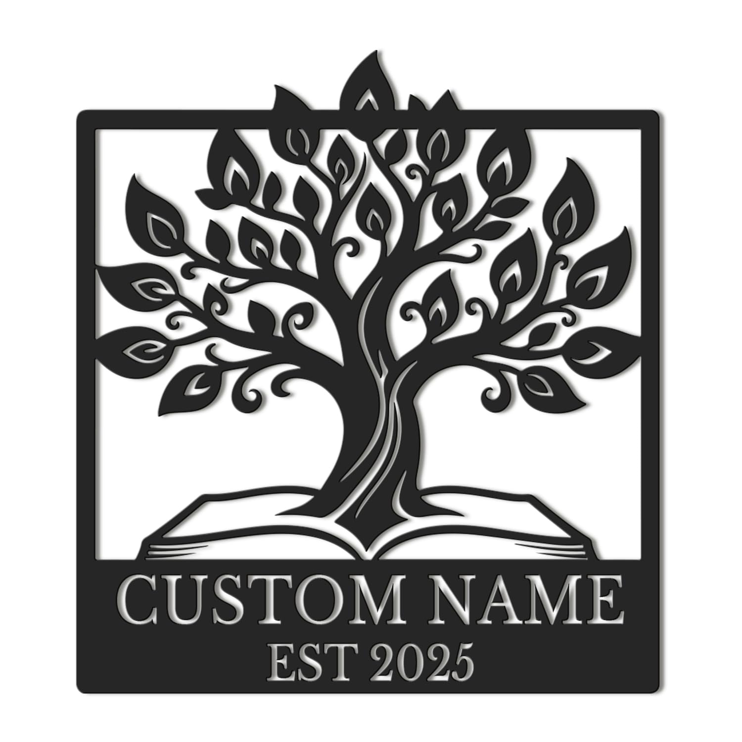 Kissesuu Personalized Tree of Life Metal Sign, Custom Tree of Life Flying Bird Metal Wall Art, Family Tree Decor, Family Name Monogram, Home Decor (Style-4)