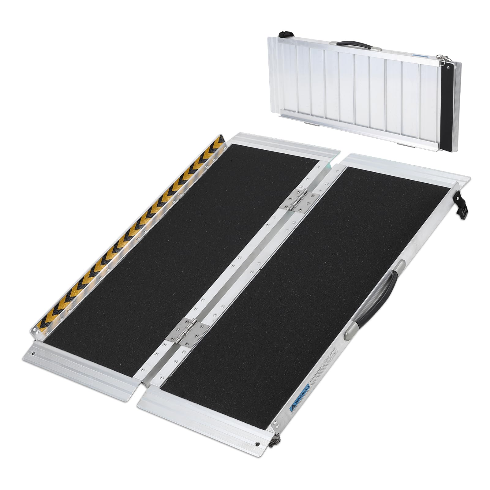 Lidzopas Silver And Black Aluminum Folding Wheelchair Ramp For Home Entry – Non-Slip Threshold Ramp For Doorways, Steps, And Stairs – Portable Handicap Access Ramp For Elderly, Scooters, And Wheelchairs