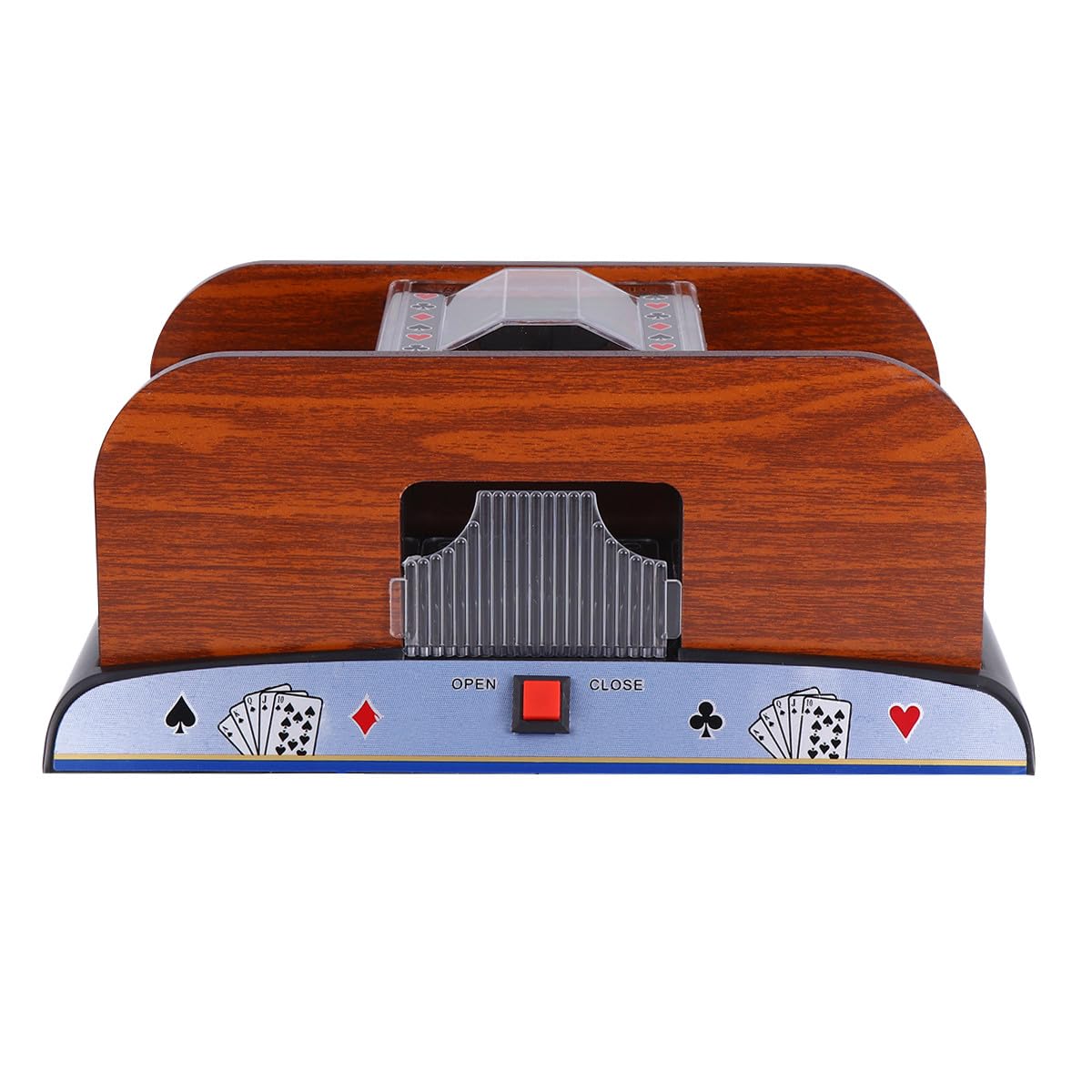 Alasum Macchina Mescolatrice di Carte Elettrica in Legno per Poker e Bridge, Dispositivo Automatico per 2 Mazzi, senza Batteria, Accessorio per Giochi da Tavolo e Competizioni