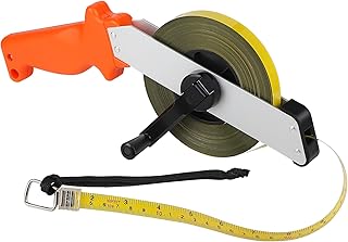 Mètre à Ruban en Acier 50m, Mètre d'Arpenteur Millimétrique, Ruban de Haute Précision avec Poignée pour Maison, Jardin, Chantier, Mesure de Grande Surface