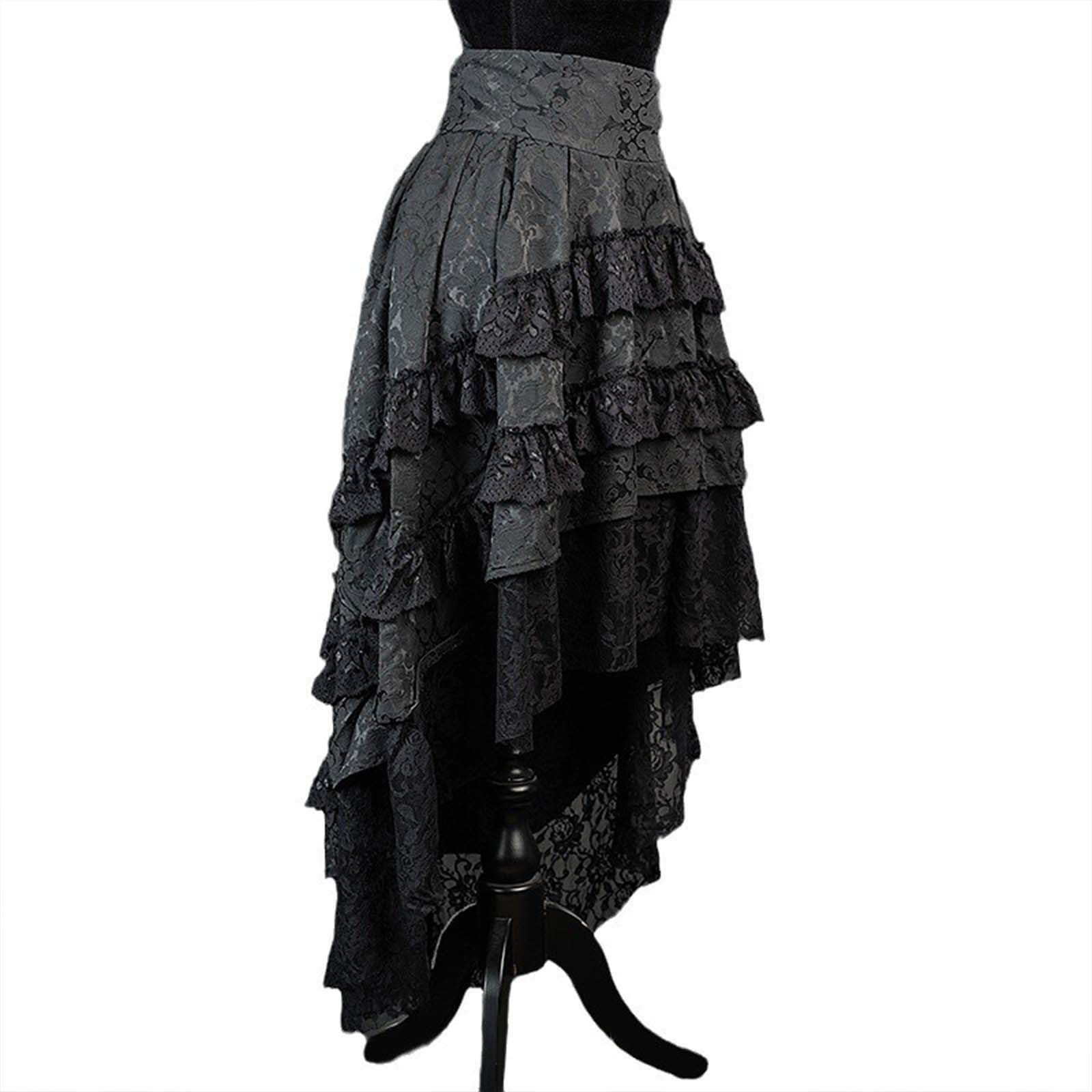 Générique Jupe Longue en Brocart Punk Originale pour de Cosplay Gothique Jupe esthétique en Dentelle avec détails Dark Academia