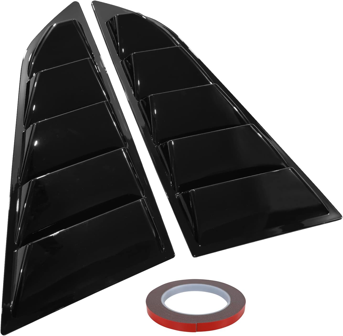 FREEMOTOR802 Compatible with 2014-2019 Chevrolet Corvette C7 Coupe Quarter Window Louvers, Classic Style Gloss Black Side Windshield Sun Shade Cover