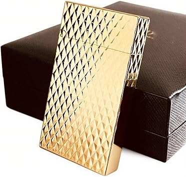Vintage Antique Kerosene Lighter Ultra-Thin Brass Body Flip Soft Flame for Collection Office Decoration Mens GiftGold 7
