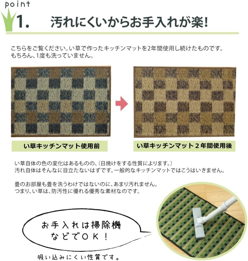 Amazon｜イケヒコ キッチンマット い草 い草マット 国産 ドット柄 F