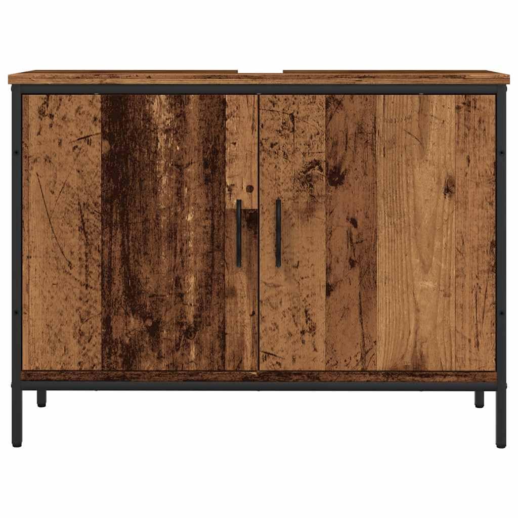 Szafka pod umywalkę, wygląd starego drewna, 60 x 33 x 60 cm, materiał drewnopochodny z miejscem do przechowywania, szufladą i drzwiami, zajmująca niewiele miejsca umywalka do łazienki, WC dla