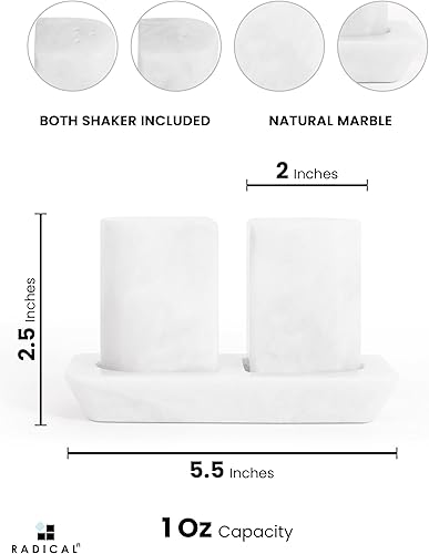 Miniatura 6 de Radicaln Saleros y pimenteros de mármol de 2.5 pulgadas, piedra blanca hecha a mano, juego de especias Saleros para regalos de Navidad, soporte de