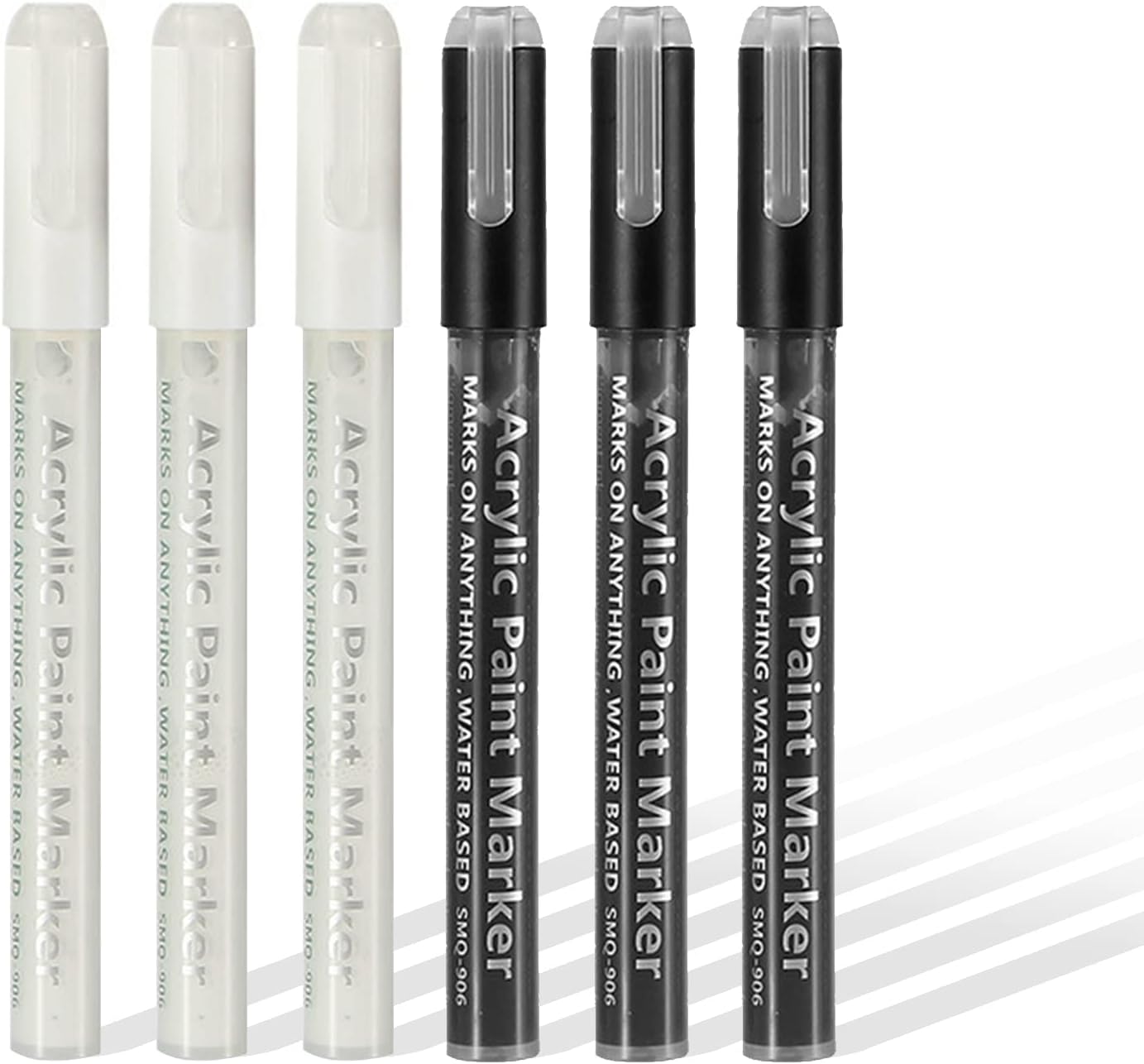 SMOOTHERPRO Acrylic Paint Markers Rock Painting 3 White 3 Black Water
