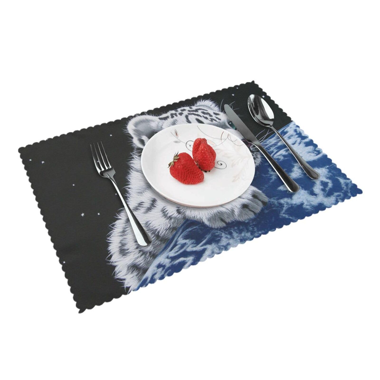 Bnvsadc Little Tiger In Space 4 Pcs Heat Resistant Placemat 45X30 Cm, Printed Non-Slip Place Mats For Kitchen Dining Table Indoor Outdoor