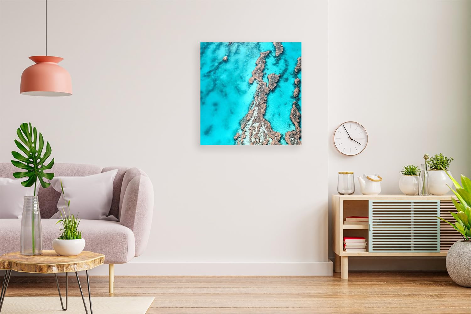 VERRE ART Printed Framed Canvas Painting for Home Decor Office Wall Studio Wall Living Room Decoration (14x14inch Wrapped) - Great Barrier Reef IV
