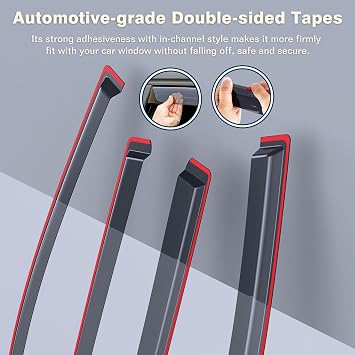 Wind Deflectors Compatible for Volkswagen VW Golf MK7 2012-2020 5 Door Hatchback 4pc Set, Keep Your Car Ventilated in Rain, Reduce Wind Turbulence, Tinted In-Channel, 8pc Clips Accessories