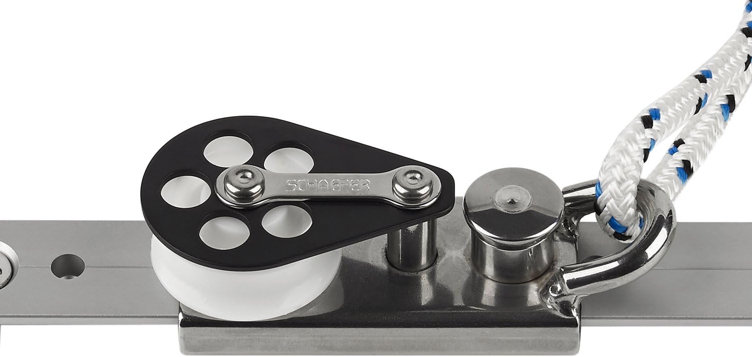 SchaeferMarine 73-37 Jiffy Reef Slide with 7 Series Block and Bail with Polyethelyne Slide Liner for Track Size 1-Inch x 1/8-Inch (25mm x 3mm)