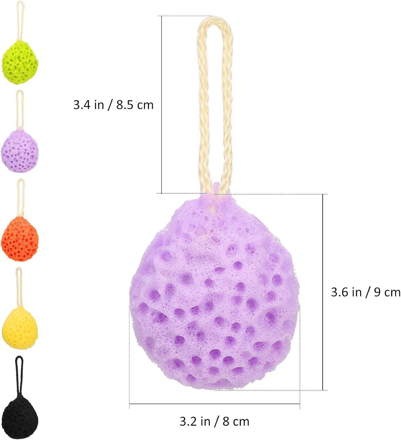5pcs Shower Sponge Body Exfoliating Scrubber with Hanging Loops image 2