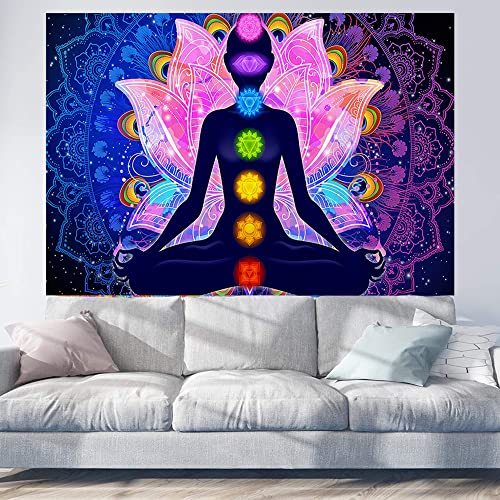 DFGF Tapiz De Pared, Tapiz De Mandala Colorido, Tapiz De Siete Chakras, Tapiz De Psicodélico, Tapiz Colgante De Pared, Para Dormitorio, Sala De Estar, Dormitorio, Estudio, Habitación, 200 x 150cm