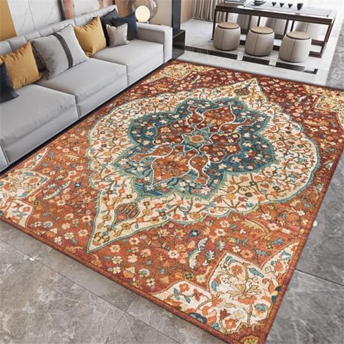 Tapis litière lavable grand format rouge rétro pour salon