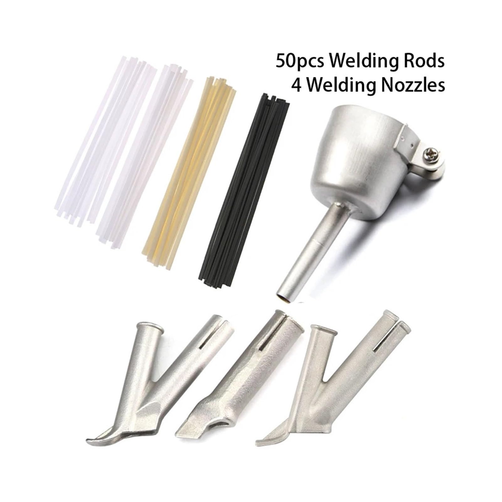 Ugello rapido per pistola termica per saldatura, punte per saldatore in plastica, attacco per torcia ad aria calda, in polipropilene, PVC, PE, ABS, riparazione paraurti per pavimenti (50 aste e 4