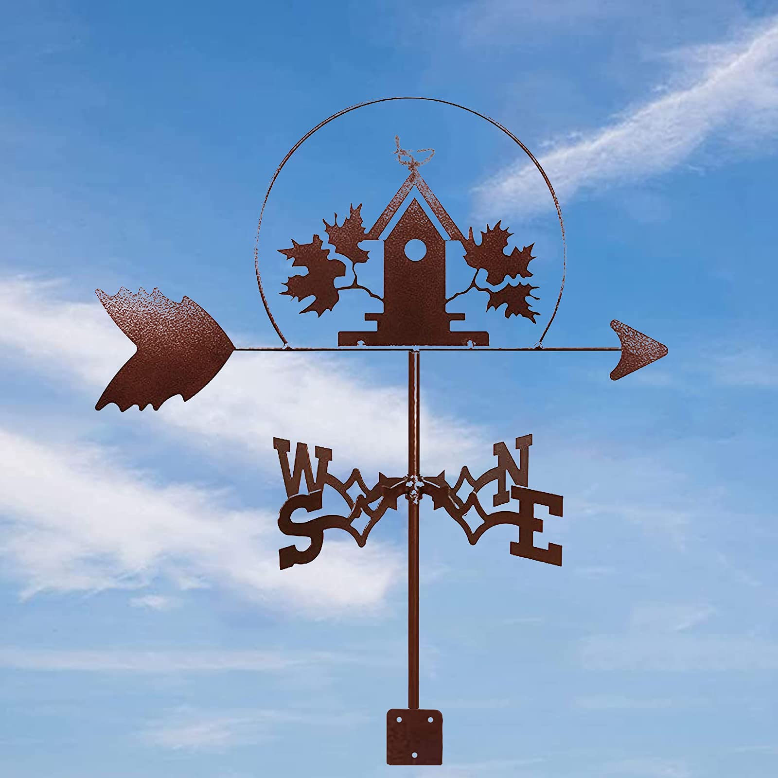 Wetterfahne Aus Edelstahl Mit Rost-Optik - Windrichtungsanzeige Für Garten, Terrasse Oder Hof