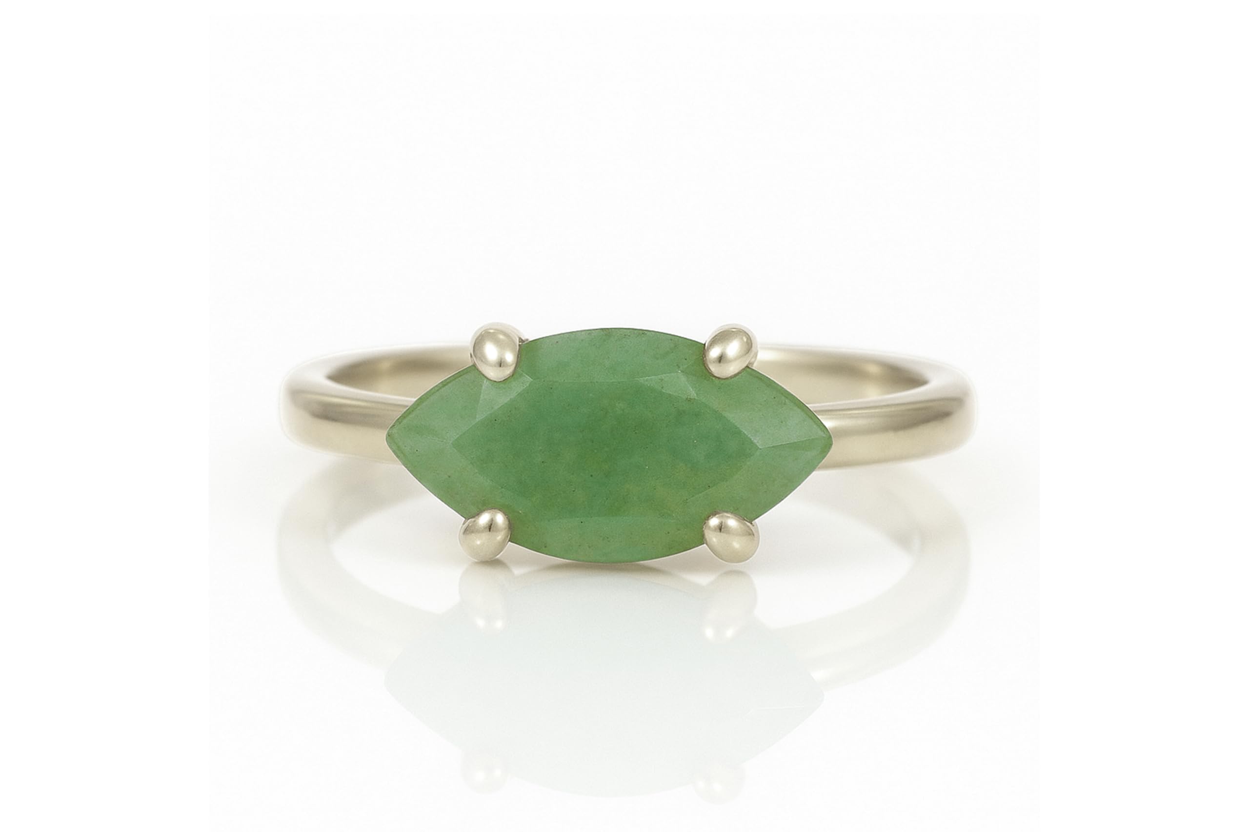 Anillo de Aventurina Verde en Banda Delicada Personalizable - Anillo Solitario para Compromiso, Promesa, Apilado, Moda Diaria, Regalo para Ella - Anillos de Piedras Preciosas Hechos a Mano