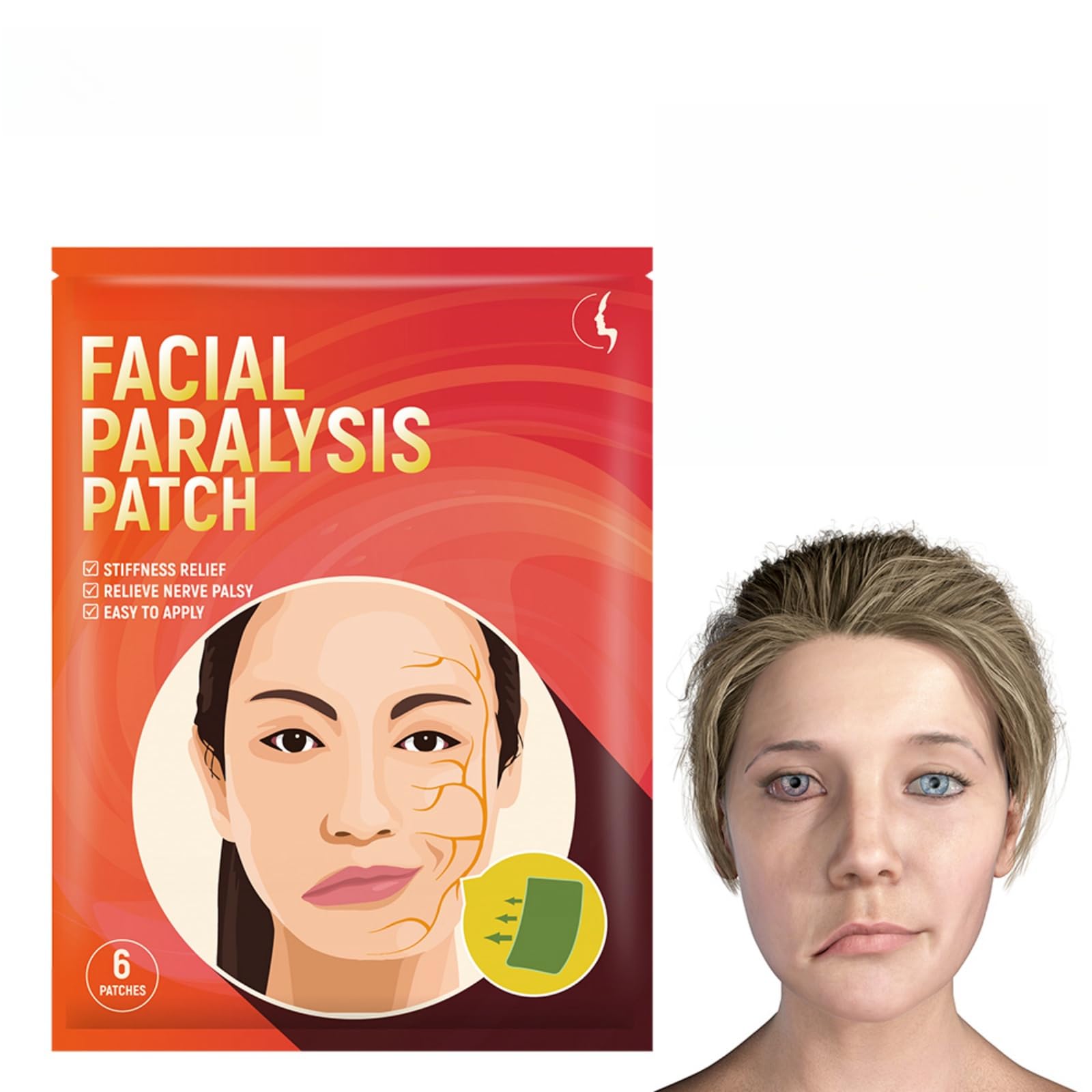 Facial Paralysis Patch, 6 Pieces - Correct Facial Nerve Dysfunction, Alleviate Uneven Facial Muscles, Mouth Deviation and Eye Asymmetry, Effective Face Muscle Realignment Patches, Comfortable