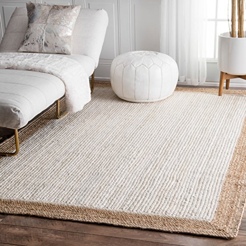 nuLOOM Eleonora Hand Woven Jute Rug, 4' x 6', White