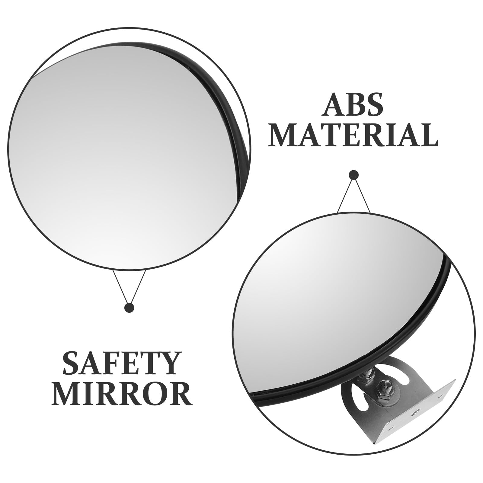 Miroir Convexe de Circulation 30 Cm en Abs Noir pour Sécurité Intérieure et Extérieure, Prévention des Accidents Magasins et Parkings