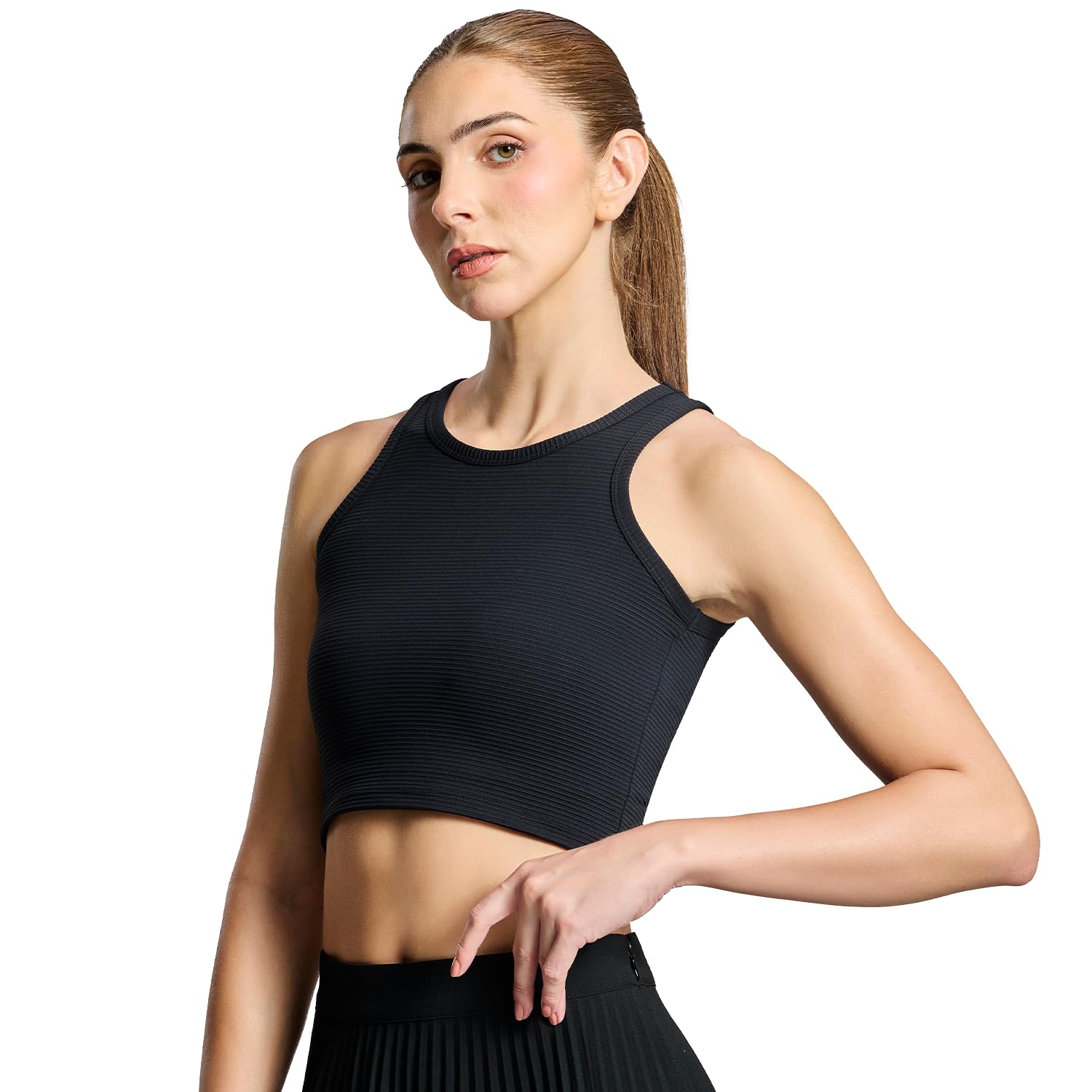 boldfit Tank Top for Woman, Nylon Spandex Solid Snug Fit Tshirt, Gym & Workout Tee, Moisture-Wicking, Lightweight & Breathable, Stylish Sleeveless Activewear Crop Top for Yoga, Running & Everyday Wear-picture-51