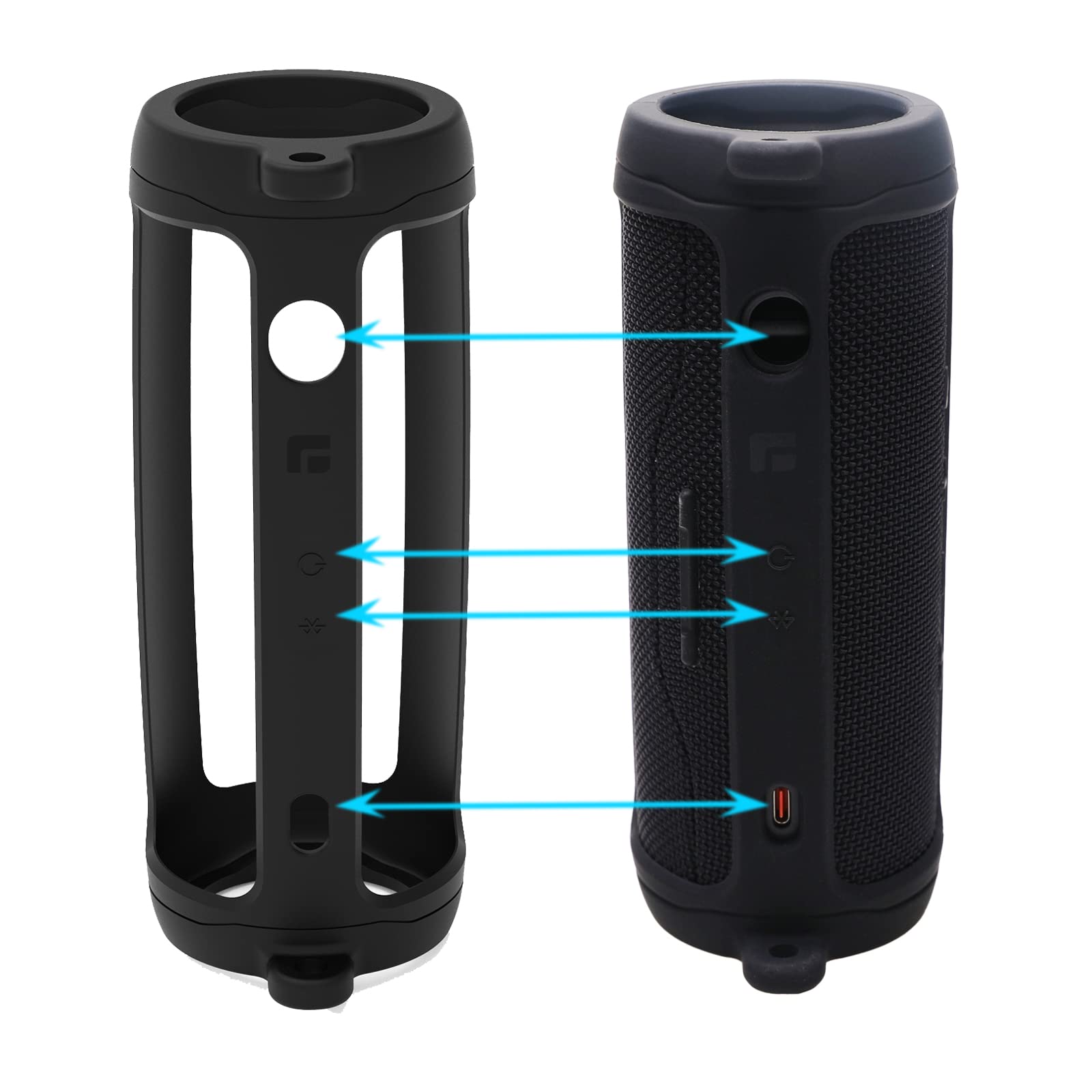 GEEKRIA Custodia In Silicone Per JBL Xtreme 3 - Protezione Impermeabile Con Moschettone - Nero - 3