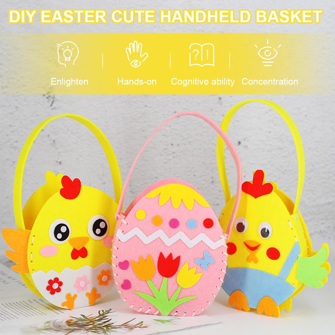 Cestino Pasquale In Corda Di Cotone - Con Peluche E Cartellino Nome, Per Caccia Uova Di Pasqua Bambini - Foto 12