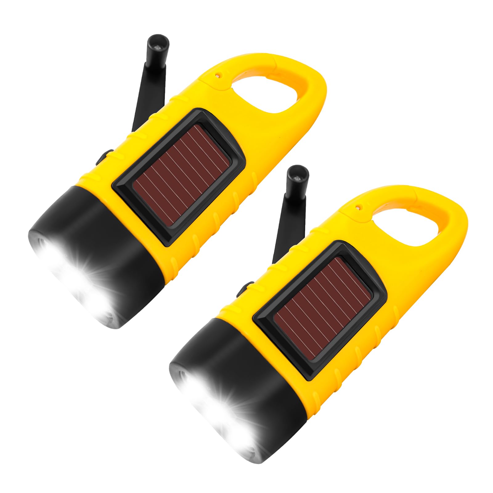 BINGKELE 2 Pack Wind Up Torch, LED Torch, Hand Crank Torc h, Solar Powered Torc h