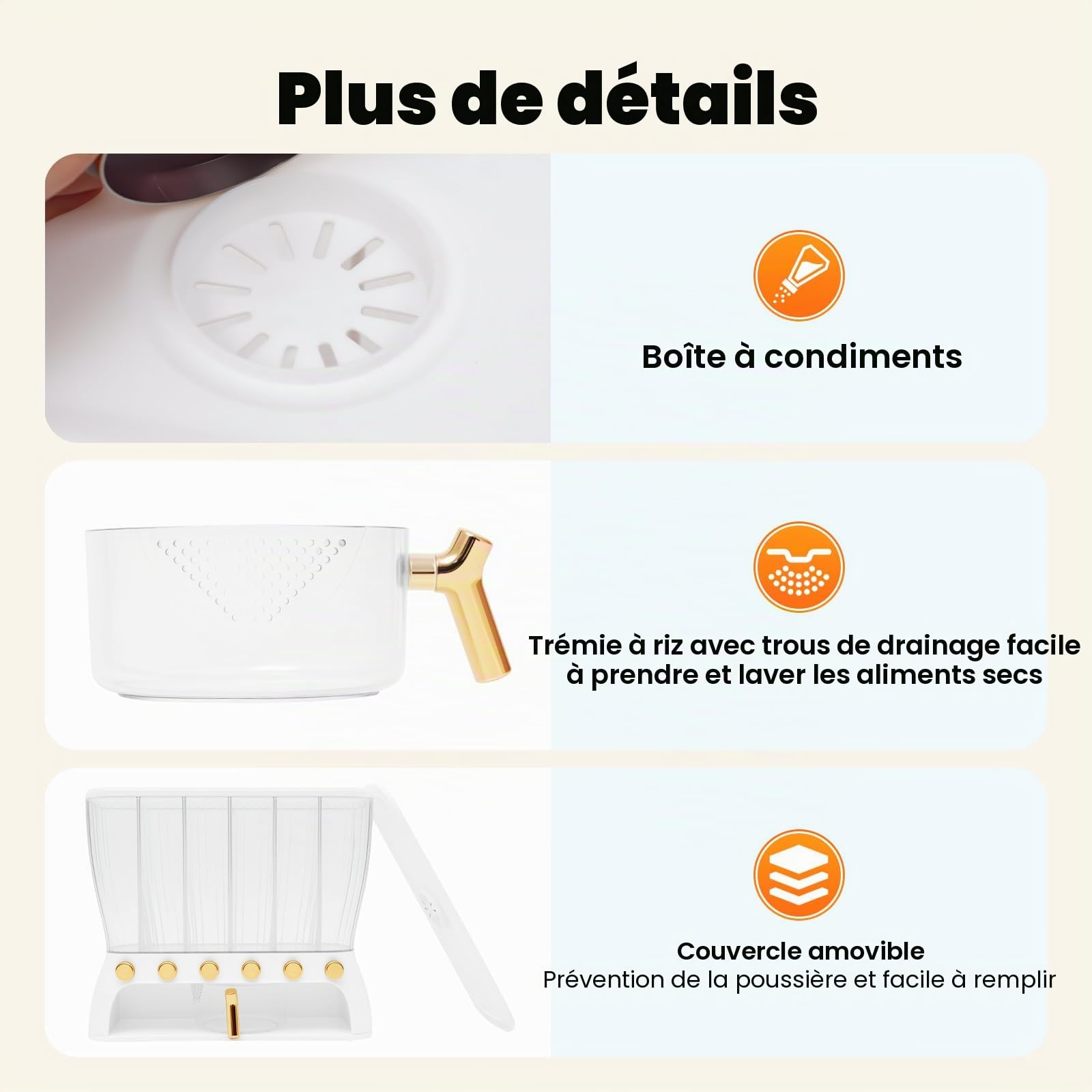 Distributeur de céréales à 6 compartiments - Récipient de stockage de céréales - Pour la cuisine - Pour céréales, noix, grains de café