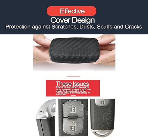 Miniatura 3 de INFIPAR 2 piezas compatibles con Nissan Infiniti KBRASTU15 Smart 3 botones de fibra de carbono con aspecto de silicona FOB funda protectora sin