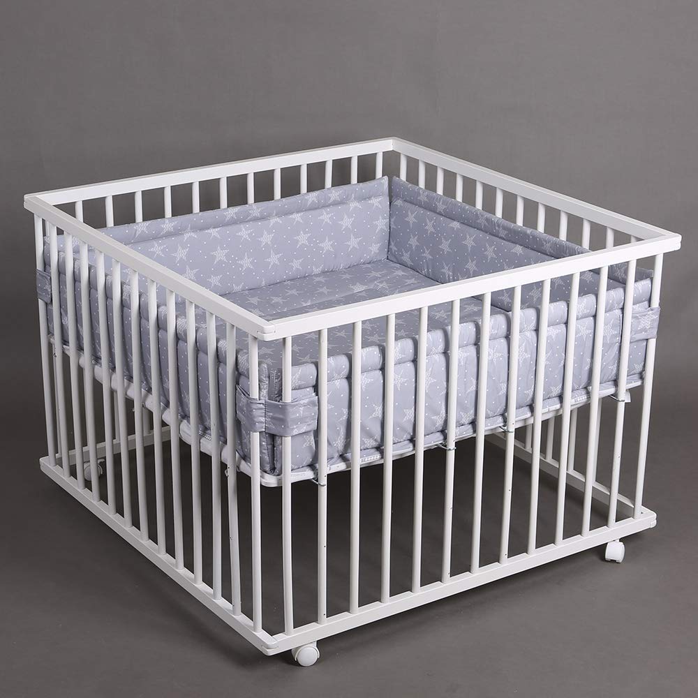 Laufgitter Laufstall Babylaufstall 100x100cm Baby Krabbelgitter inkl. Stoffeinlage 49266-02