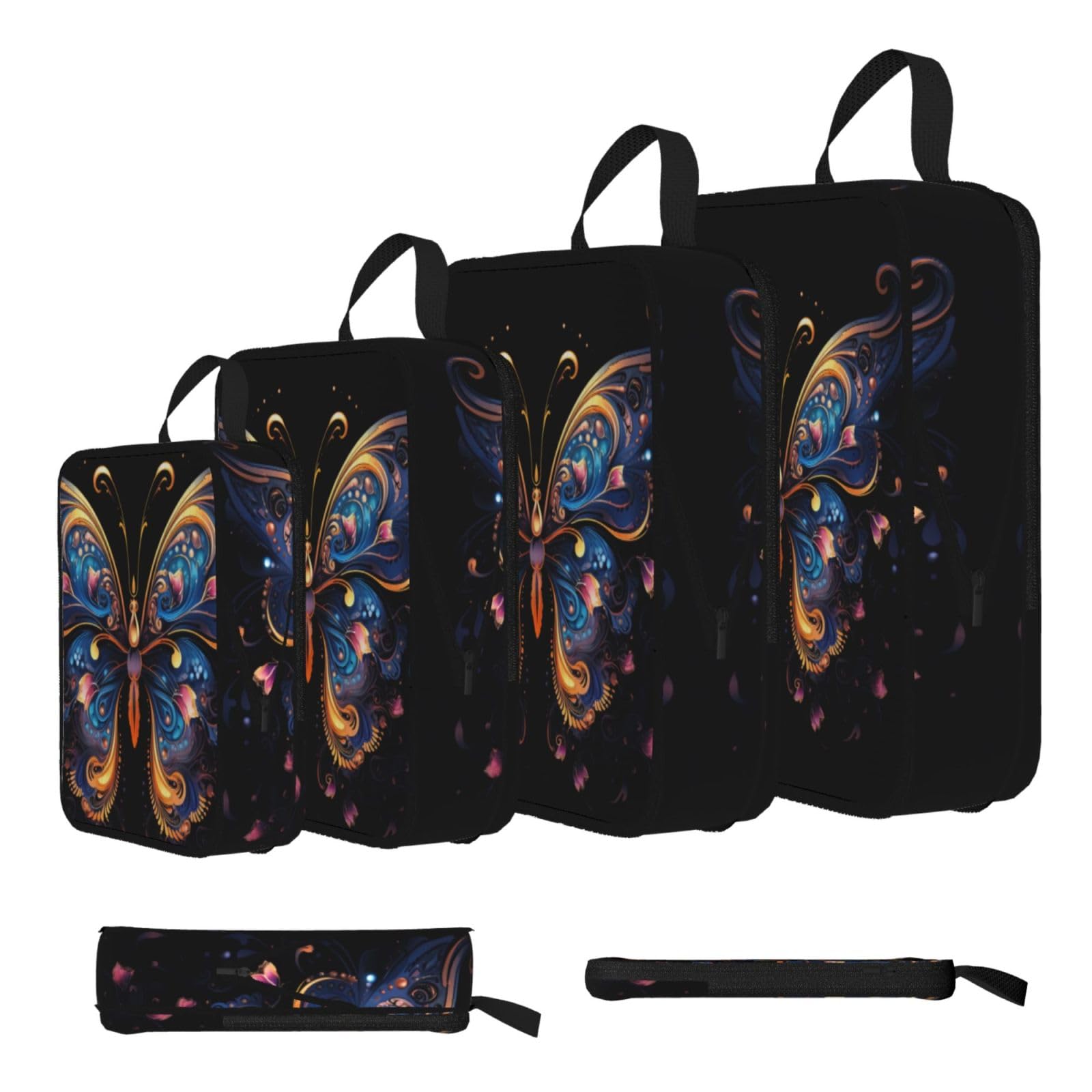 Sxzvvbn Black A Gorgeous Butterfly Compression Packing Cubes 4 Piece Set
