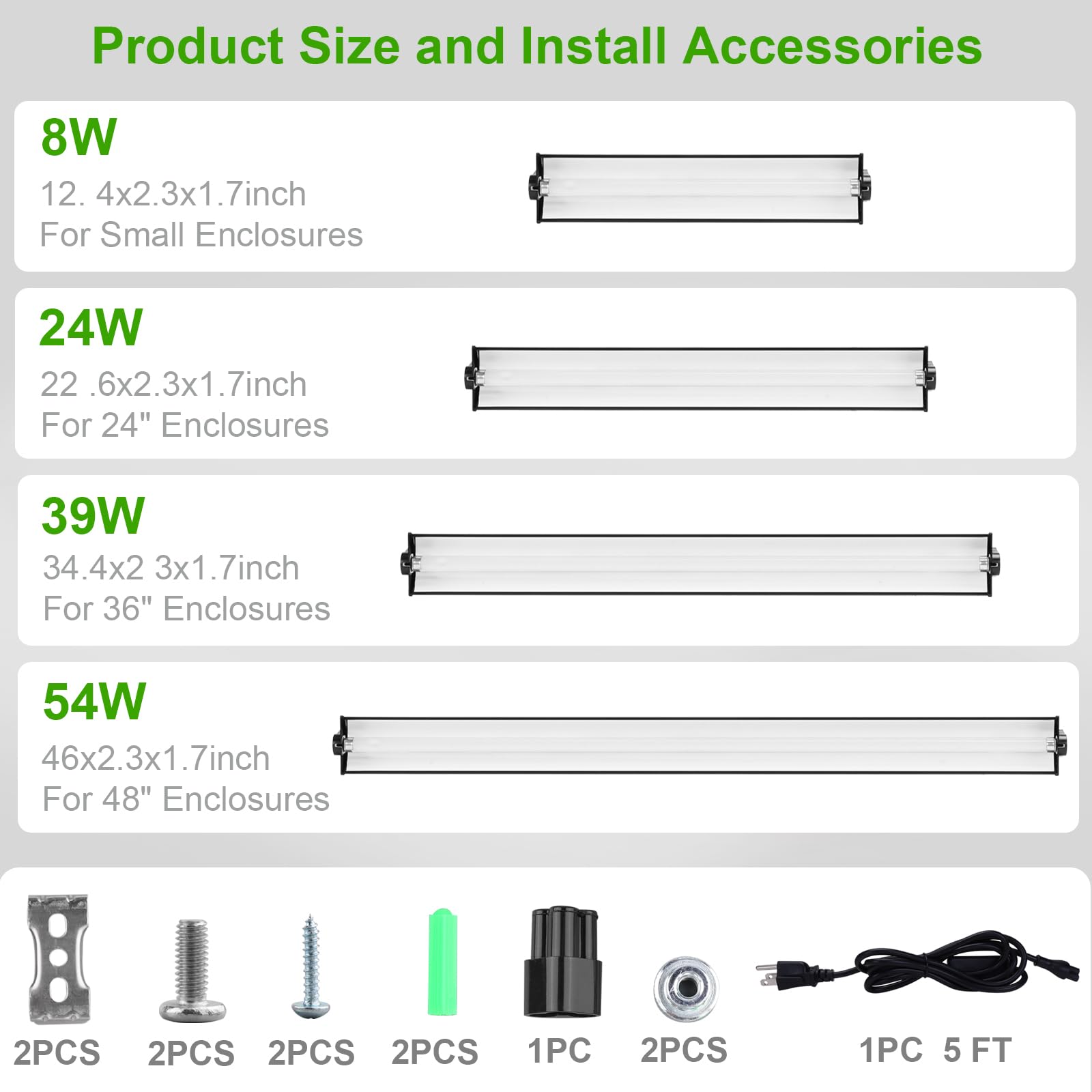 Aiicioo T5 HO UVB Reptile Light Fixture 5.0 8W Light Combo Kit 12 Inch Light Fixture Reptile Terrarium Hood with 8W Reptile Light Bar for Bearded Dragon Lizards Turtle Tank - image 6