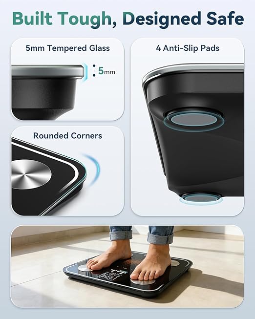 Báscula Corporal Inteligente YUHUO con Pantalla LED, 18 Métricas miniatura 8