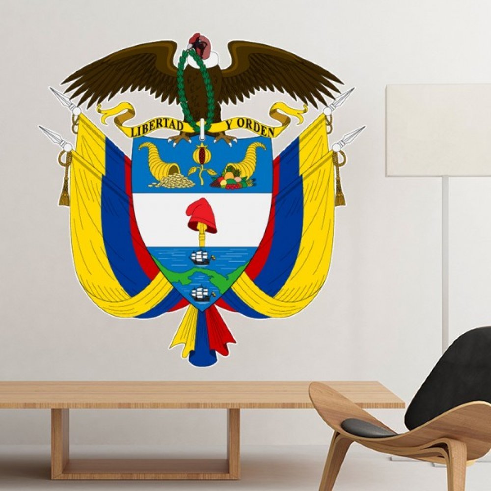 Emblema de Colombia adhesivo decorativo para regalar con arte