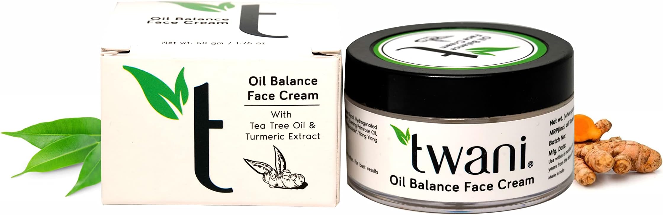 Twani Natural Oil Balance Face Cream With Tea Tree Oil and Turmeric Extract 50 gram