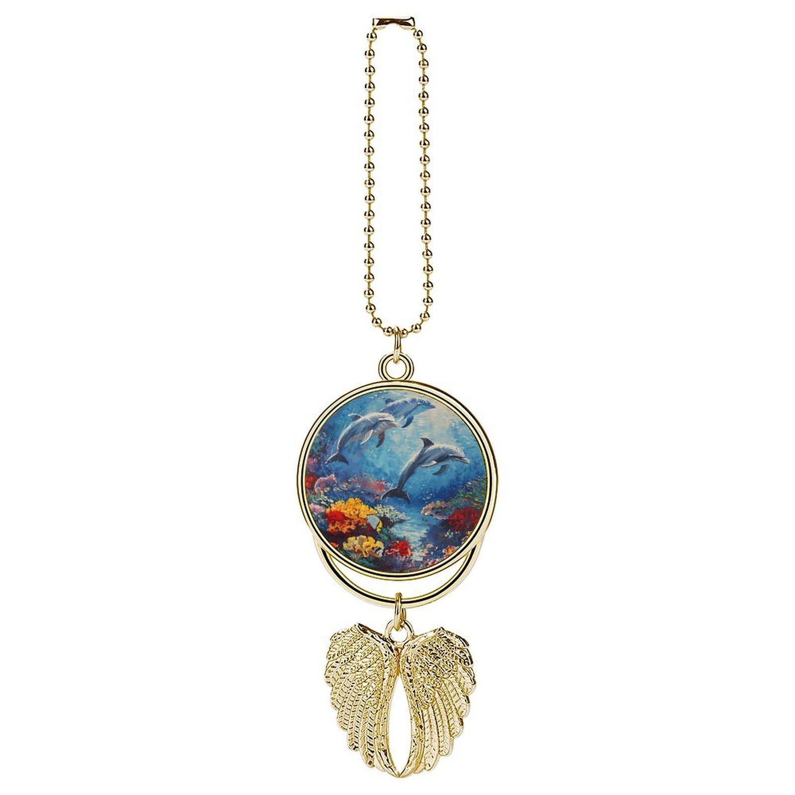 Seabed Coral Fish Dolphins Car Pendant Hanging Swing Auto Rear View Mirror Hanging Car Rear View Mirror Charm Truck Hanger Ornament Charm for Car Rear View Mirrors Accessories