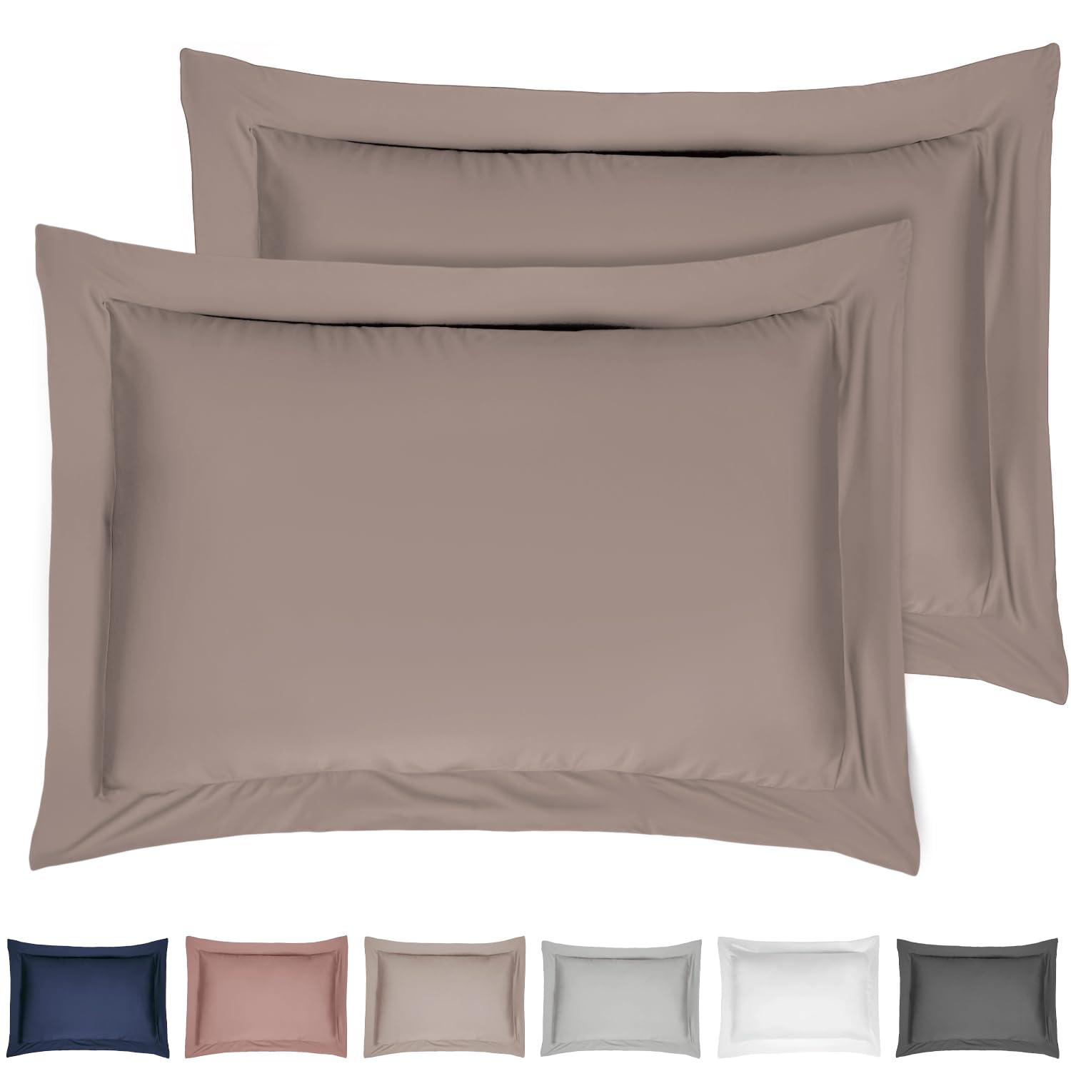 Sleepdown Mink Pillowcase 100% Cotton Sateen Pack Of Two Oxford Pillow Cover Set Anti-Allergy 300 Thread Count Luxury Bed Linen - 50 X 75Cm, Standard
